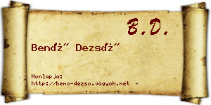 Benő Dezső névjegykártya